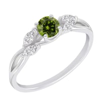 Verlobungsring mit grünem Diamanten und Lab Grown Diamanten in Marquise Form Halym