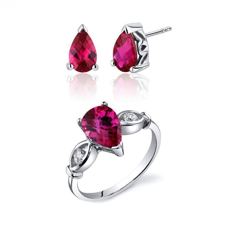 Silbernes Schmuckset mit Rubinen Ivette