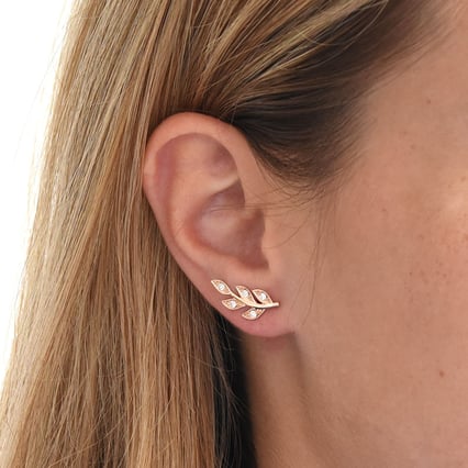 Silberne Ohrstecker in Form von Blättern mit Lab Grown Diamanten Jooa