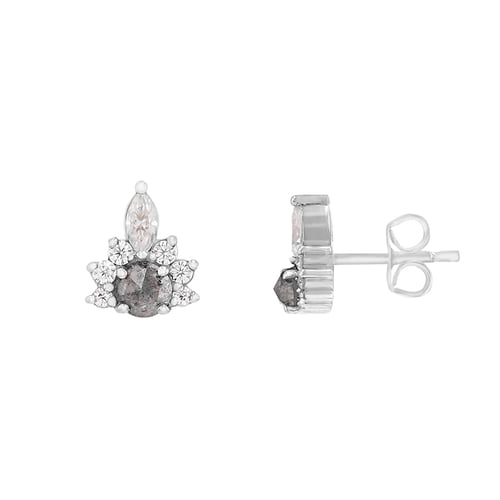 Ohrringe mit Salt and Pepper Diamanten und Moissaniten Kruno