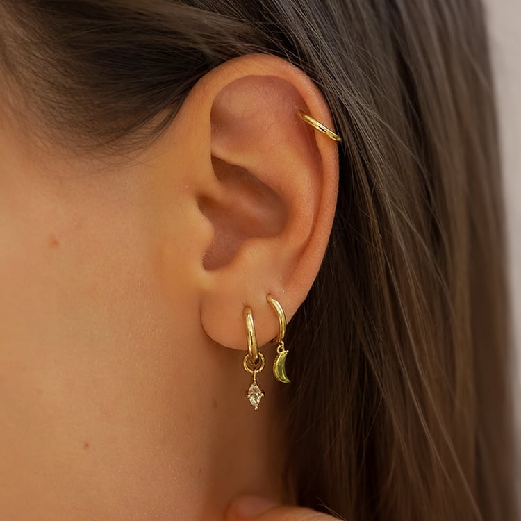 Runde silberne Ohrringe mit Halbmond Aibek 144375