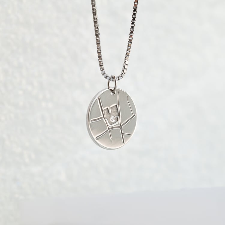 Silberner Anhänger mit Landkarte Ihrer Wahl Abhay 144228