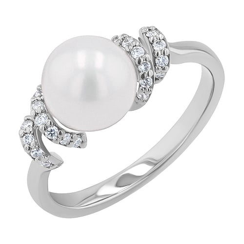 Goldring mit Perle und Diamanten Geeta