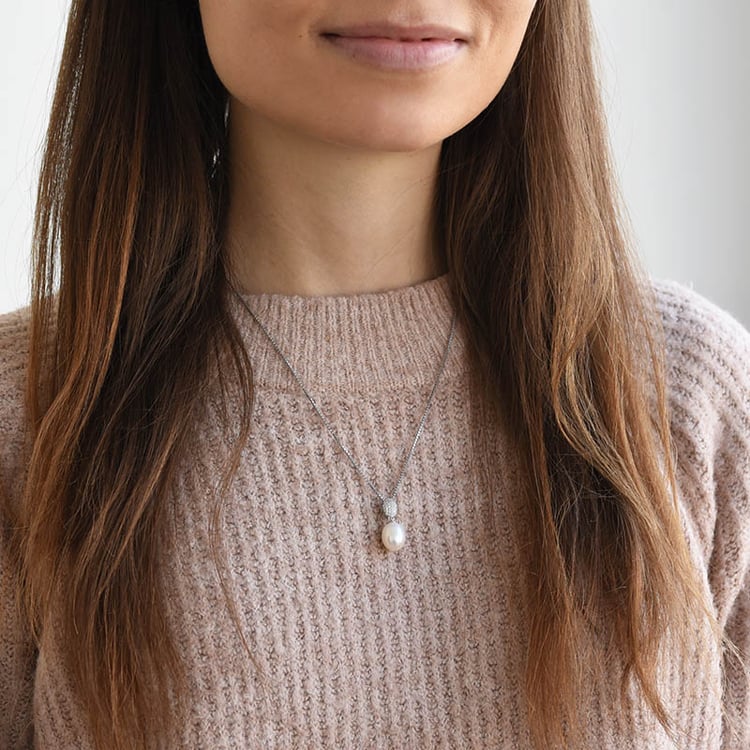 Silberner Anhänger mit Perle und Zirkonia Viktoria 78129