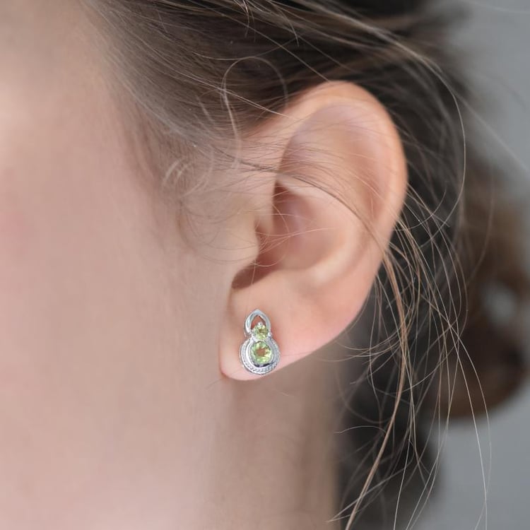 Silberne Ohrringe mit Olivinen Andie 15901