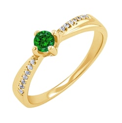 Goldring mit Tsavorit und Diamanten Sewyn