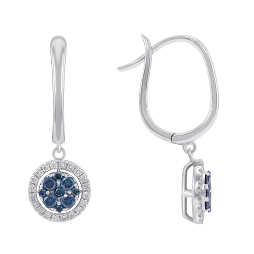 Glänzende Goldohrhänger mit blauen Diamanten Manoeta