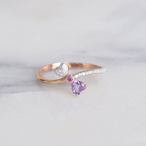 Niedlicher Ring mit Amethyst, Saphir und Diamanten Felix