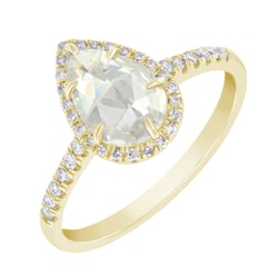 Goldener Verlobungsring mit Moissanit und lab-grown Diamanten Ladfer