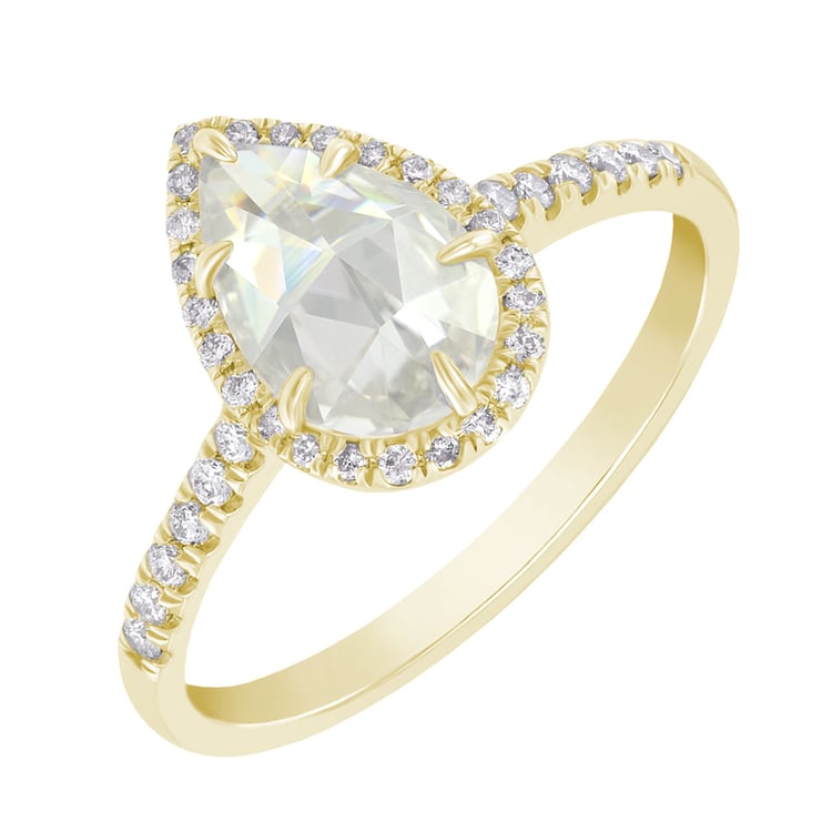 Goldener Verlobungsring mit Moissanit und lab-grown Diamanten Ladfer 40538