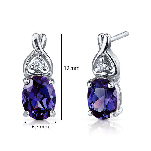 Silberne Ohrringe mit Alexandrit und Zirkonia Orvelle 6444