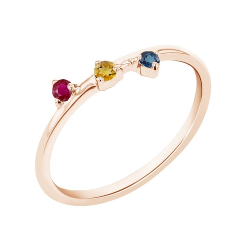 Minimalistischer Ring mit drei Edelsteinen Ihrer Wahl Idalia