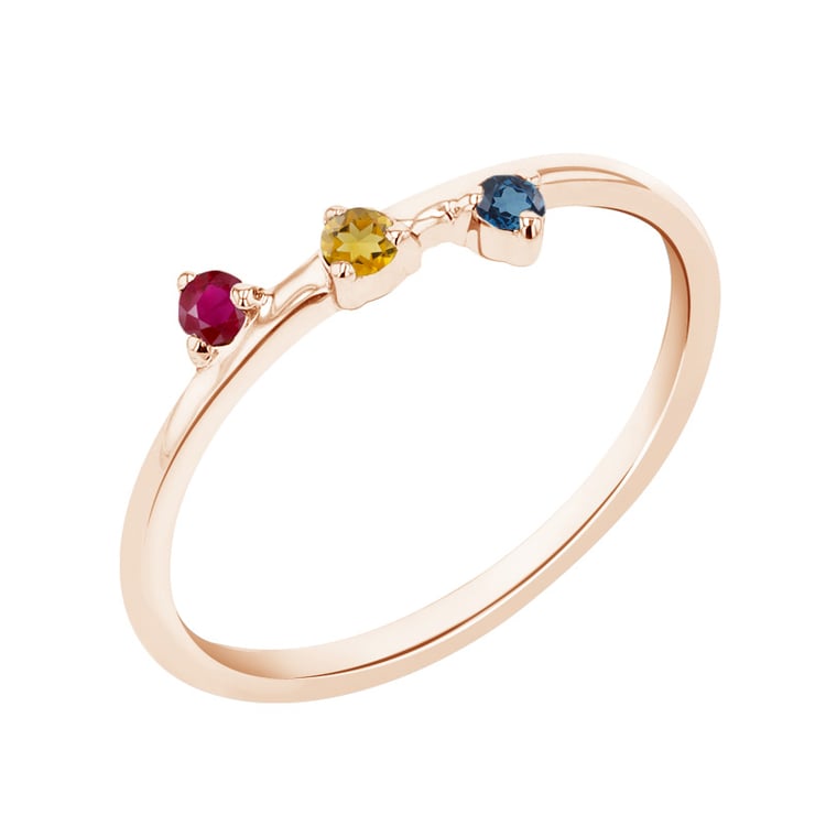 Minimalistischer Ring mit drei Edelsteinen Ihrer Wahl Idalia 115239