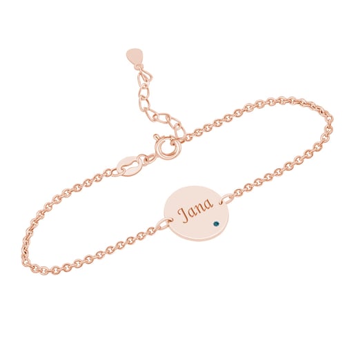 Silbernes Armband mit blauem Diamant und Gravur Ihrer Wahl Shalek