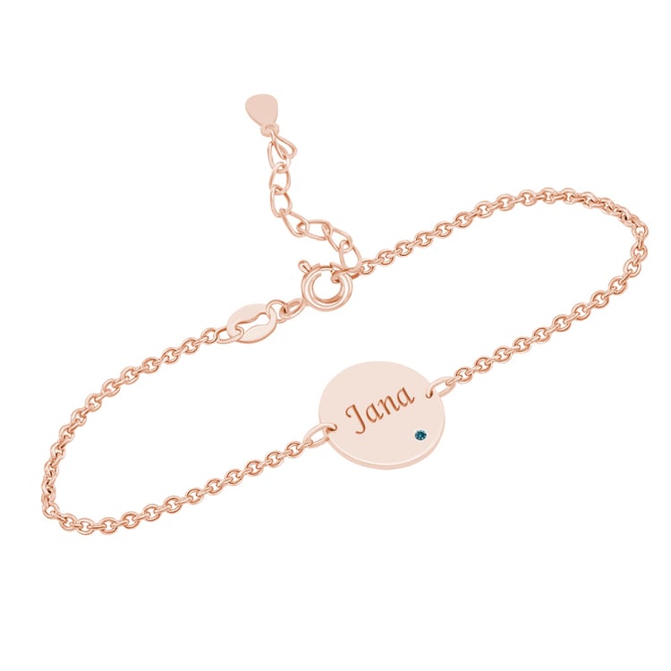 Silbernes Armband mit blauem Diamant und Gravur Ihrer Wahl Shalek 142210