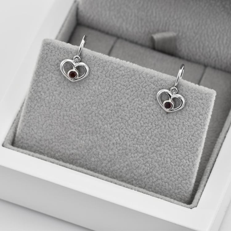 Goldene Kinderohrringe in Herzform mit Edelstein Ihrer Wahl Ariel 41553