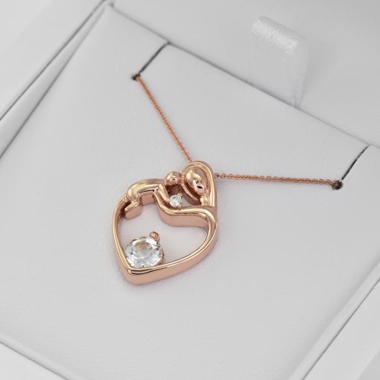 Anhänger Mutter und Kind mit weißem Topas und Diamant Ella 26435