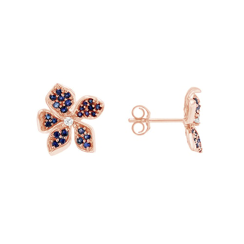 Blumenohrringe mit Saphiren und Diamanten Eavan