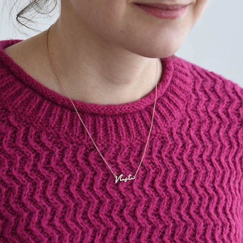 Goldene Namenskette mit Gravur Ihrer Wahl und Diamant Dovev