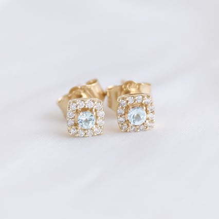 Aquamarinohrringe mit Diamanten Sukie