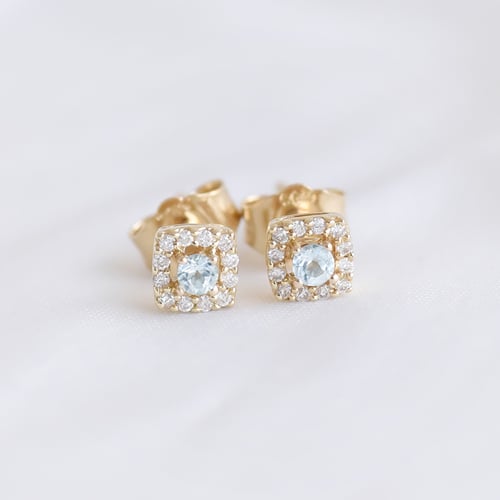 Aquamarinohrringe mit Diamanten Sukie