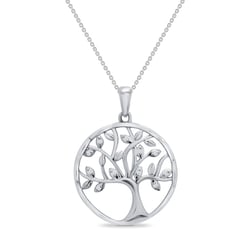 Silberner Baum des Lebens mit Lab Grown Diamanten Eudora