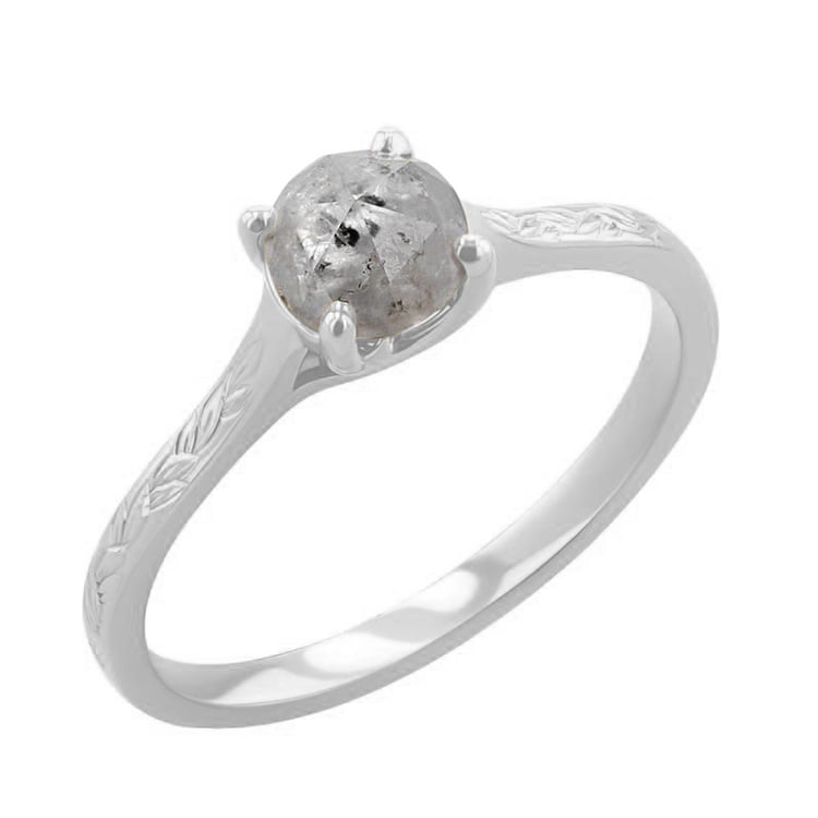 Goldener von Hand gravierter Ring mit einem Salt and Pepper Diamanten Aldora