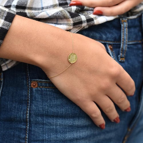 Goldarmband mit Diamanten und Gravur Shalek