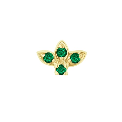 Goldener Piercing Ohrstecker mit Smaragden Amina