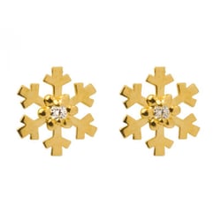 Goldene Ohrstecker mit Schneeflocke und Zirkonia Loncia