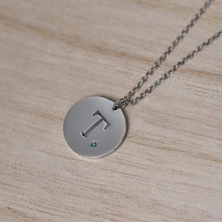 Goldanhänger mit blauen Diamanten und Buchstabe Gravur Sager 43841