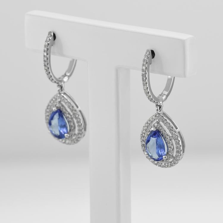 Goldnene Ohrringe mit Tansanit und Diamanten Maxila 9792