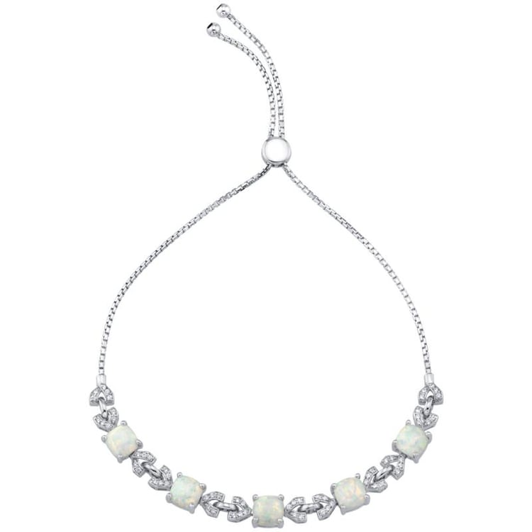 Silbernes Armband mit weißen Cushion-Opalen Wanda