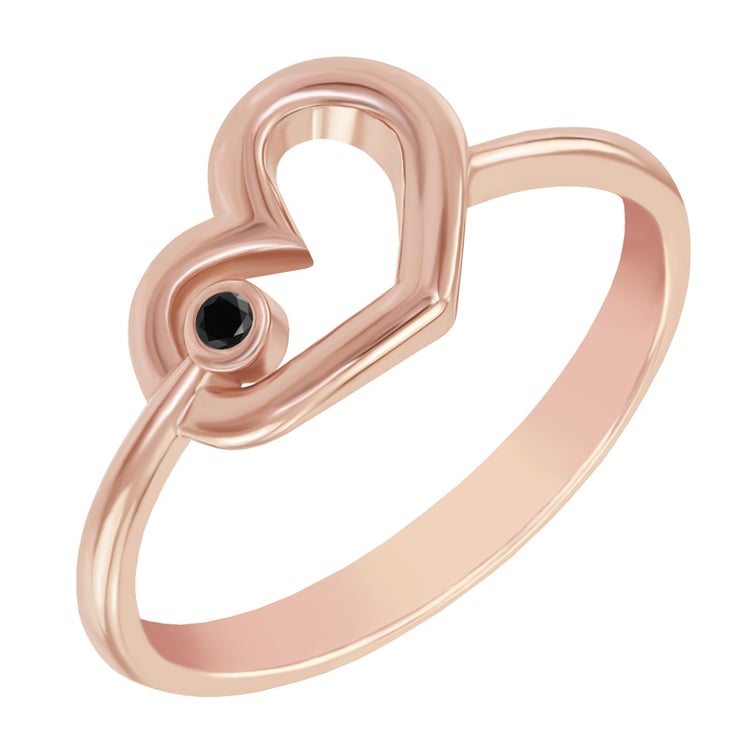 Goldener Herzring mit schwarzem Diamanten Balante 40356