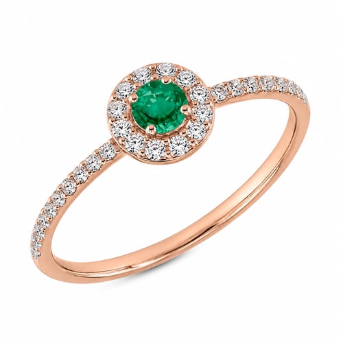 Silber Halo-Ring mit Smaragd und Lab Grown Diamanten Louisa