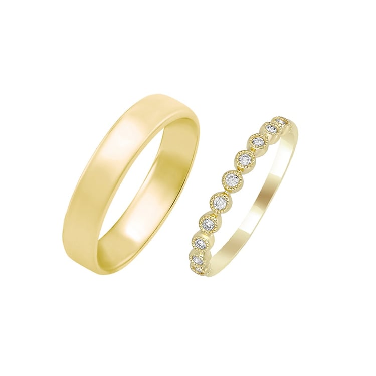 Eheringe aus einem Vintage-Ring mit Lab Grown Diamanten und einem Komfort-Ring Danel