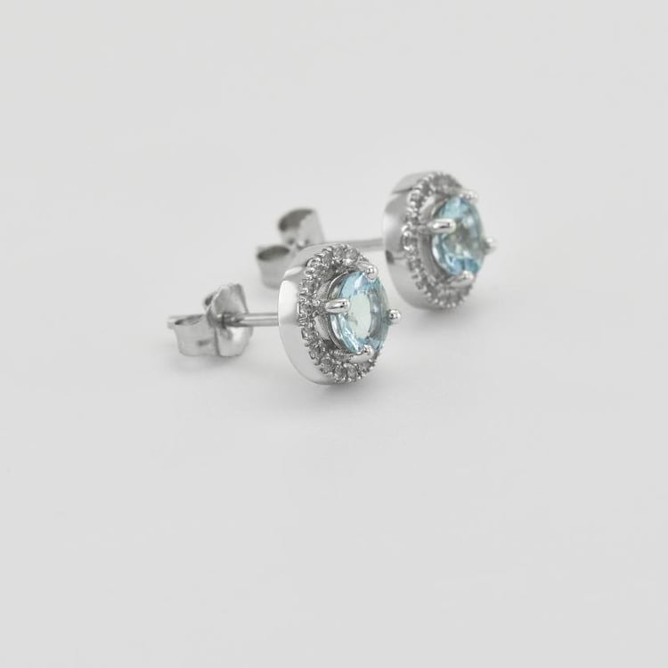 Goldene Ohrringe mit Aquamarinen und Topasen Badulf 38478