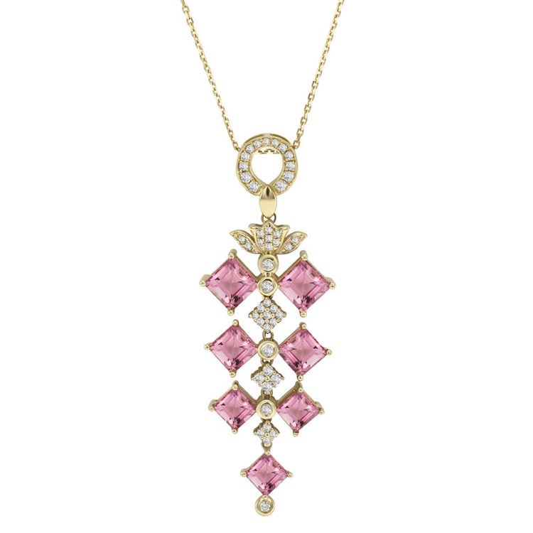 Goldene Halskette voller Turmaline 17816