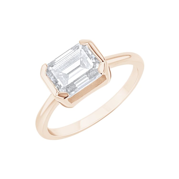 Goldring mit Halblünette Lab Grown Diamanten in Emerald-Form Pompeia 164233