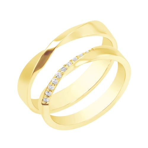 Verdrehte goldene Eheringe mit Diamanten Brielle