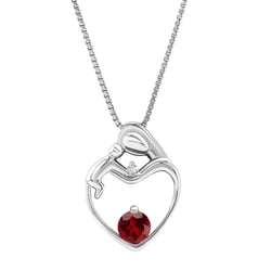 Silberner Anhänger Mutter und Kind mit Granat und Diamant Ella