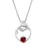 Silberner Anhänger Mutter und Kind mit Granat und Diamant Ella