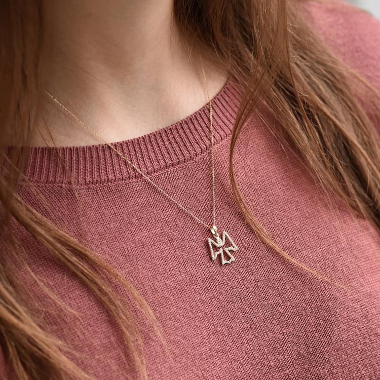 Goldkette mit Diamanten Engel-Anhänger Jayon 39867