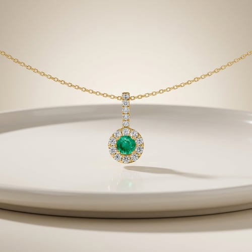 Eleganter silberne Anhänger mit Smaragd und Lab Grown Diamanten Dakota