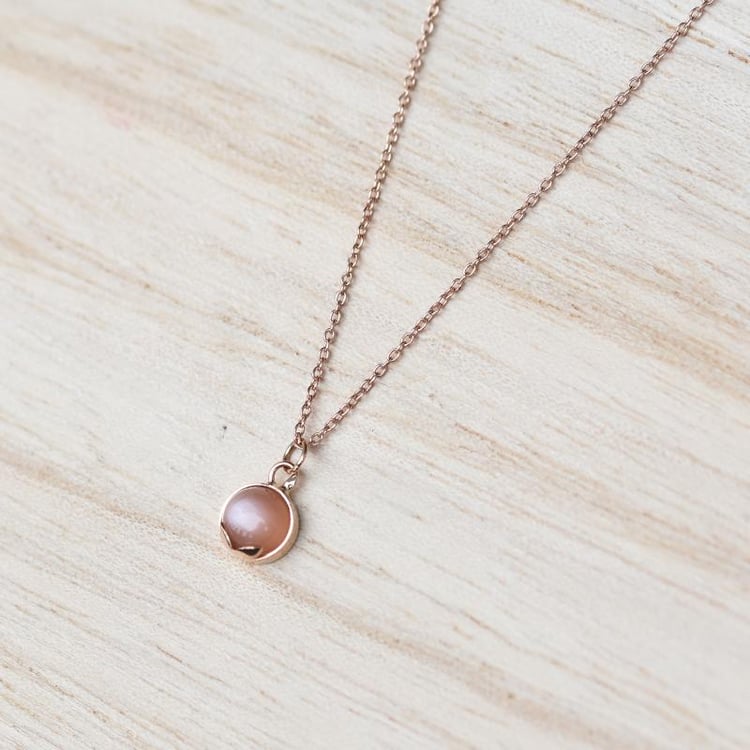 Goldenes Schmuckset mit pfirsichfarbenen Mondsteinen Leandra 49106