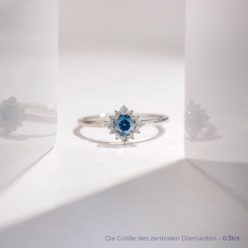 Verlobungsring mit einem zertifizierten fancy blue Lab Grown Diamanten Febe