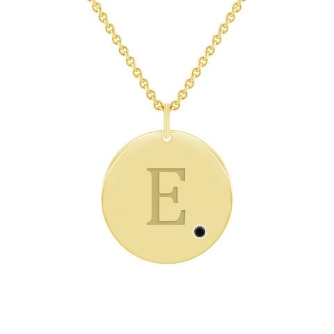 Anhänger mit schwarzem Diamant und Gravur eines Buchstabens Sager