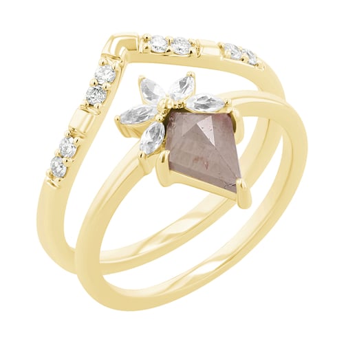 Set mit Salt and Pepper Diamanten und Moissaniten Leony