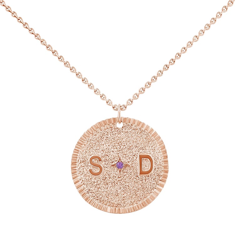 Silberner personalisierter Anhänger mit Edelstein und Buchstaben Larry 137135