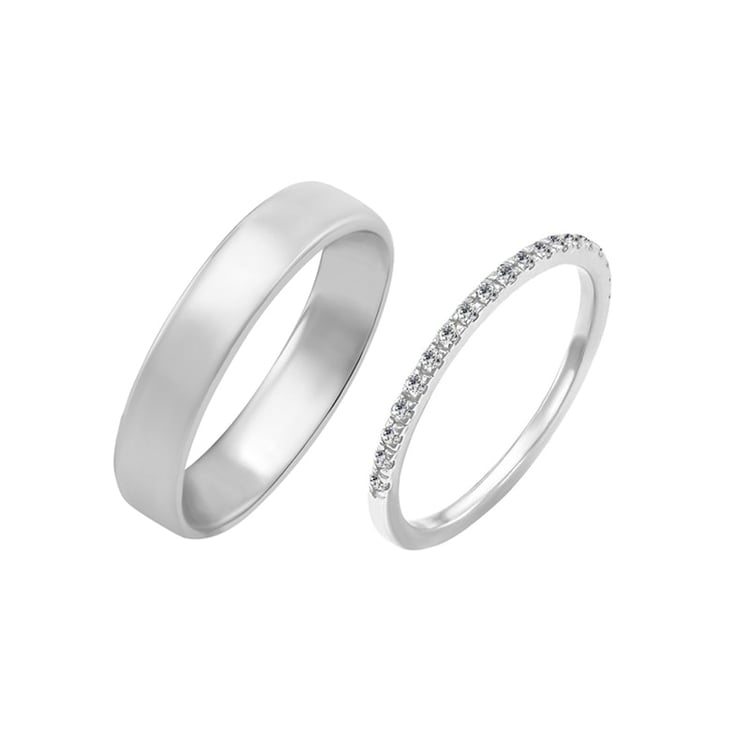 Trauringe aus Platin mit Memoryring und klassischem Ring Adva